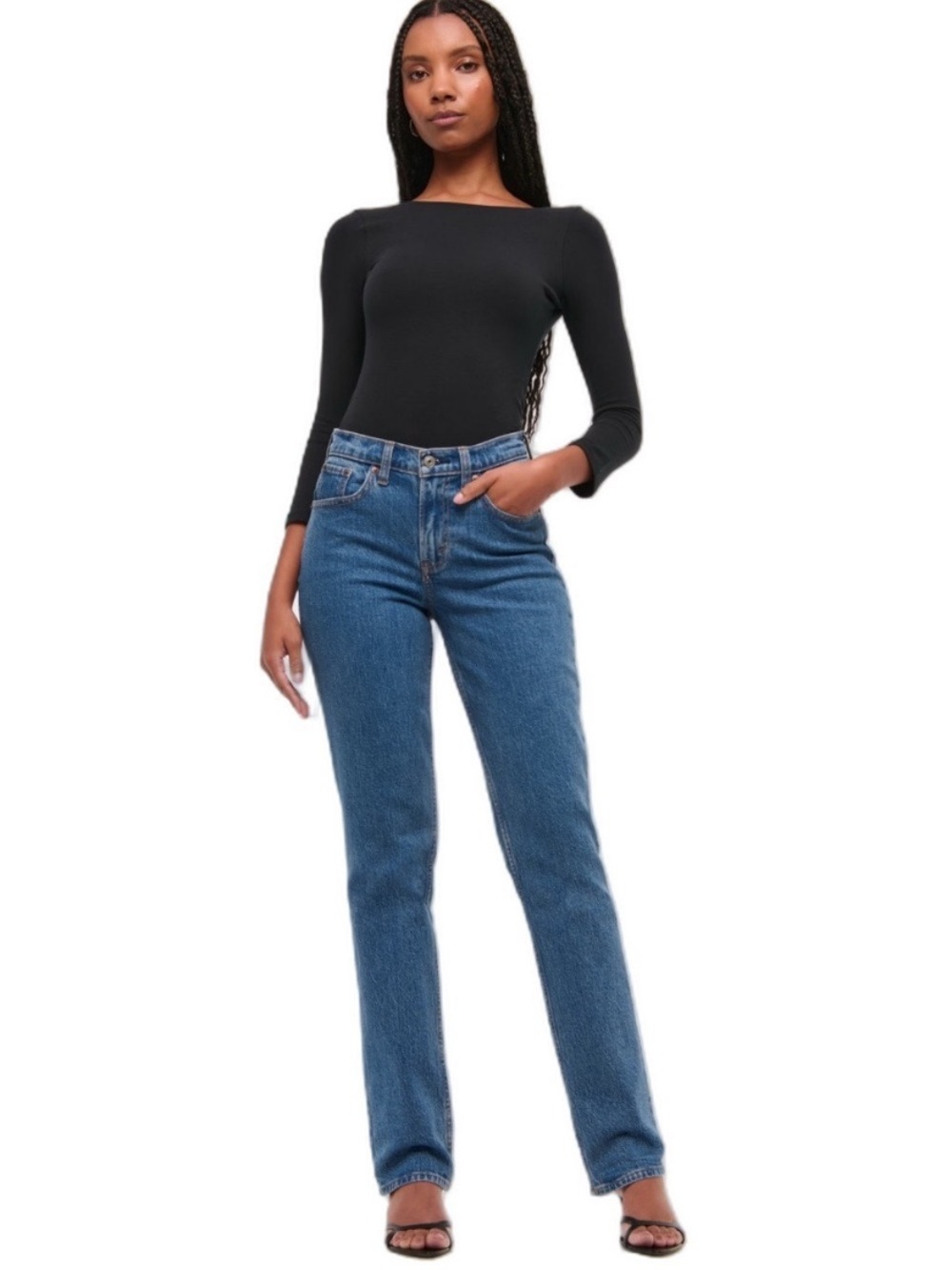 Abercrombie & Fitch 90s Mid Rise Straight Leg Curve Love Size 27S